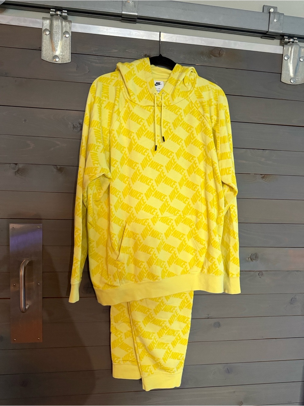 Nike Yellow Logo Allover Track Joggers and pullover hoodie - so soft and comfy!